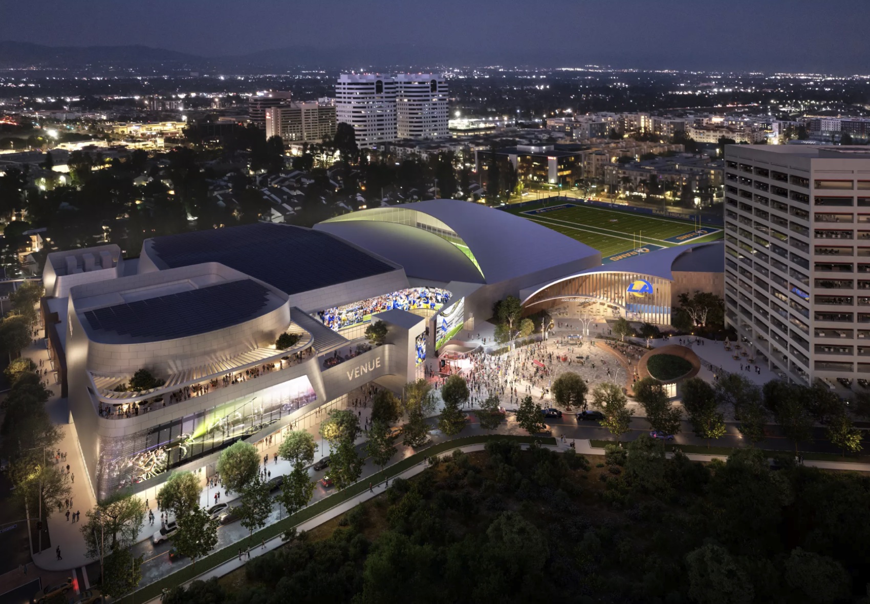 Rendering of the Rams Village development at Warner Center