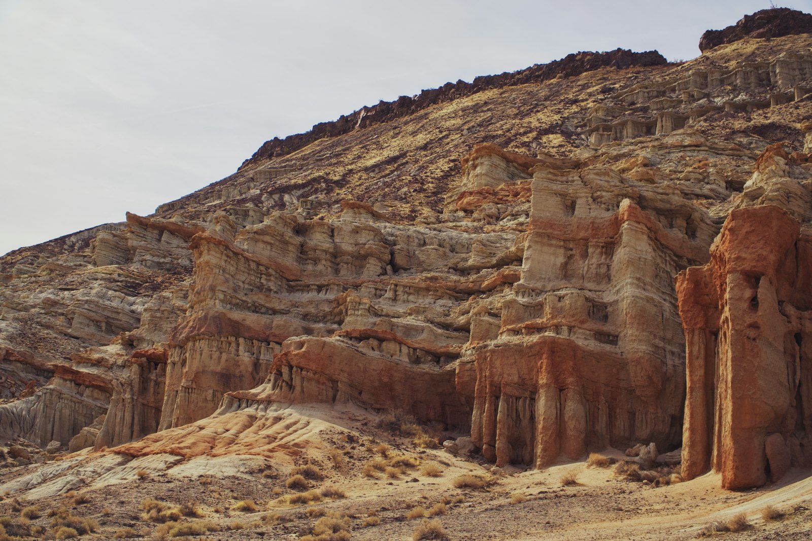 Golden sandstone rock formations in the hills near Chatsworth